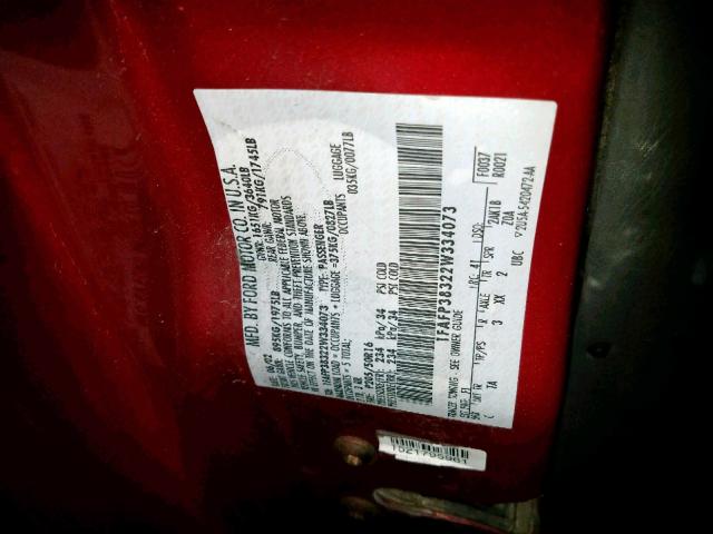 1FAFP38322W334073 - 2002 FORD FOCUS ZTS RED photo 10
