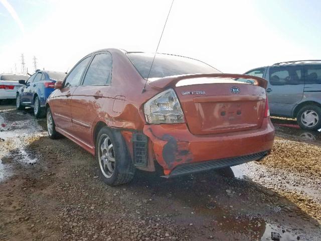 KNAFE122675009599 - 2007 KIA SPECTRA EX ORANGE photo 3