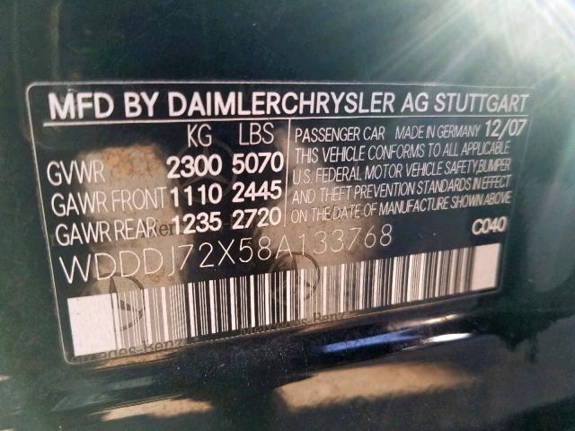 WDDDJ72X58A133768 - 2008 MERCEDES-BENZ CLS 550 BLACK photo 10