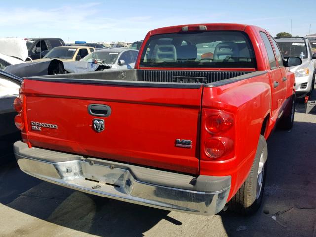 1D7HE48N76S502678 - 2006 DODGE DAKOTA QUA RED photo 4