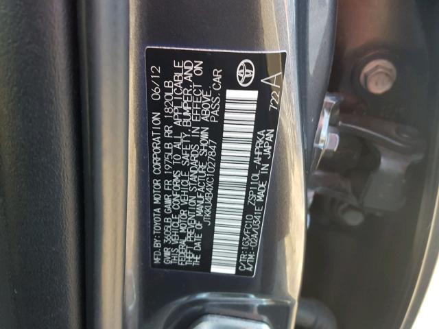 JTKKU4B4XC1027847 - 2012 TOYOTA SCION XD GRAY photo 10