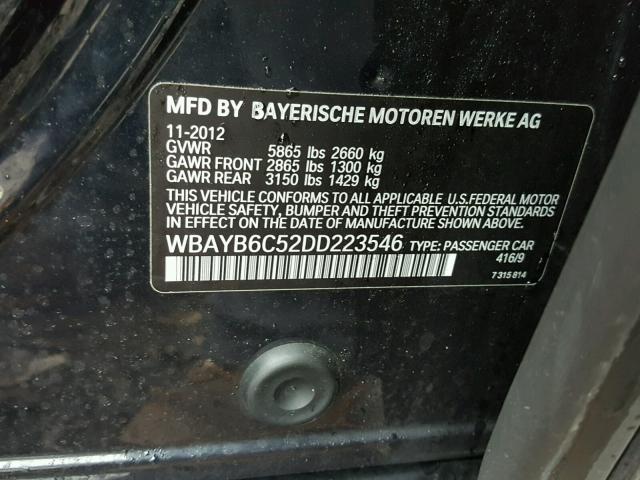 WBAYB6C52DD223546 - 2013 BMW 750I XDRIV BLACK photo 10