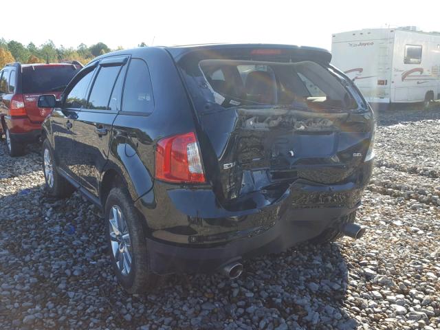 2FMDK3JC5CBA79699 - 2012 FORD EDGE SEL BLACK photo 3