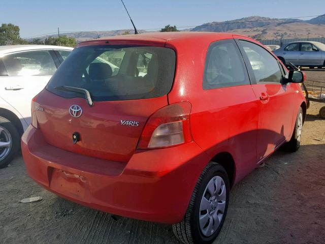 JTDJT923675106165 - 2007 TOYOTA YARIS RED photo 4