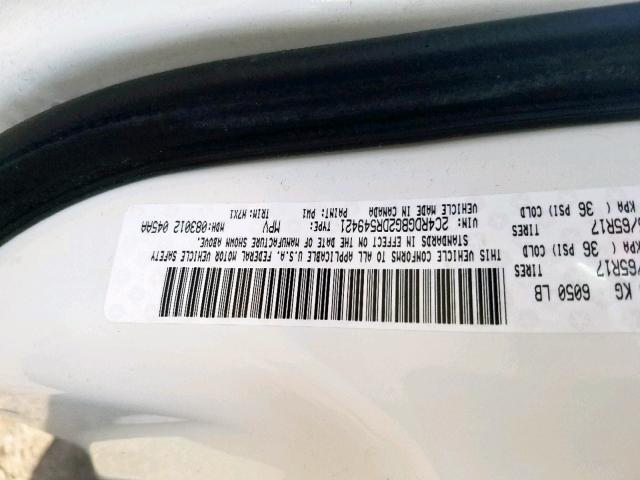 2C4RDGBG2DR549421 - 2013 DODGE GRAND CARA WHITE photo 10