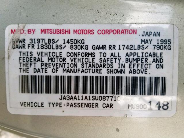 JA3AA11A1SU087710 - 1995 MITSUBISHI MIRAGE S SILVER photo 10