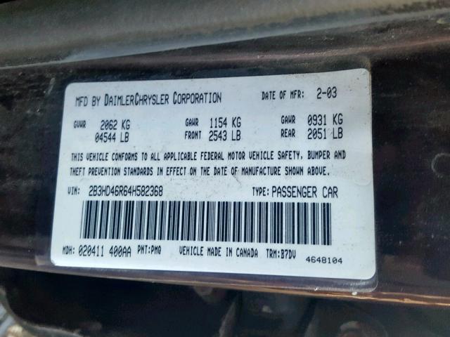 2B3HD46R64H582368 - 2004 DODGE INTREPID S Qırmızı foto 10