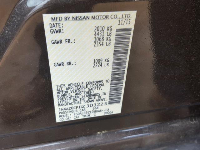 1N4AZ0CP1GC303225 - 2016 NISSAN LEAF S BROWN photo 10