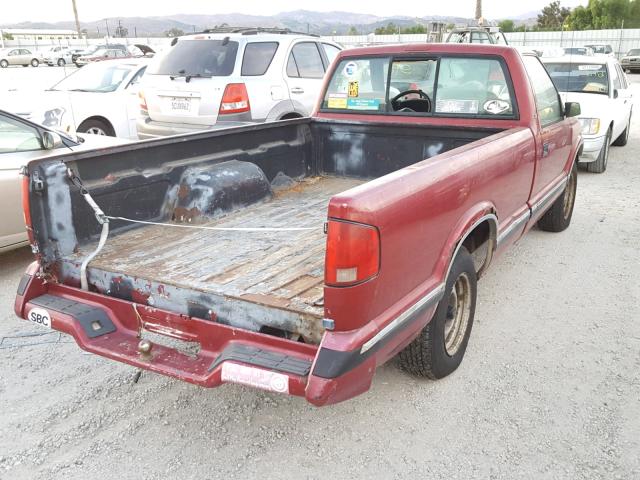 1GCCS14Z7R8153785 - 1994 CHEVROLET S-10 PU BURGUNDY photo 4