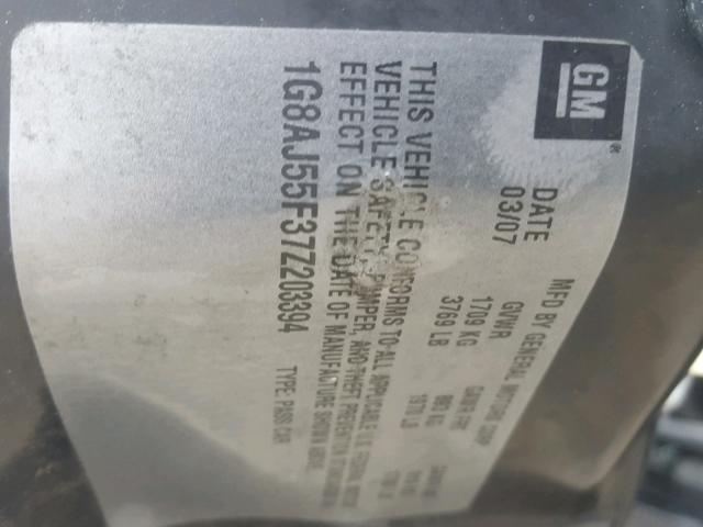 1G8AJ55F37Z203394 - 2007 SATURN ION LEVEL BLACK photo 10