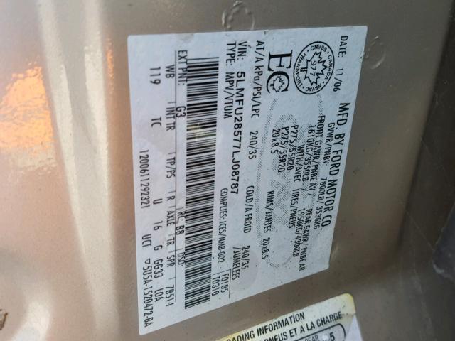 5LMFU28577LJ08787 - 2007 LINCOLN NAVIGATOR GOLD photo 10