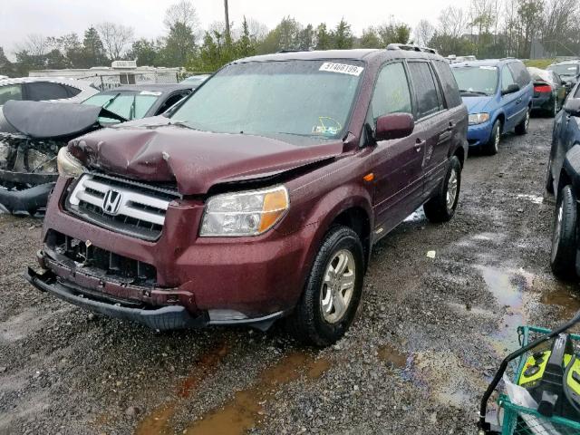 5FNYF28258B011396 - 2008 HONDA PILOT VP MAROON photo 2