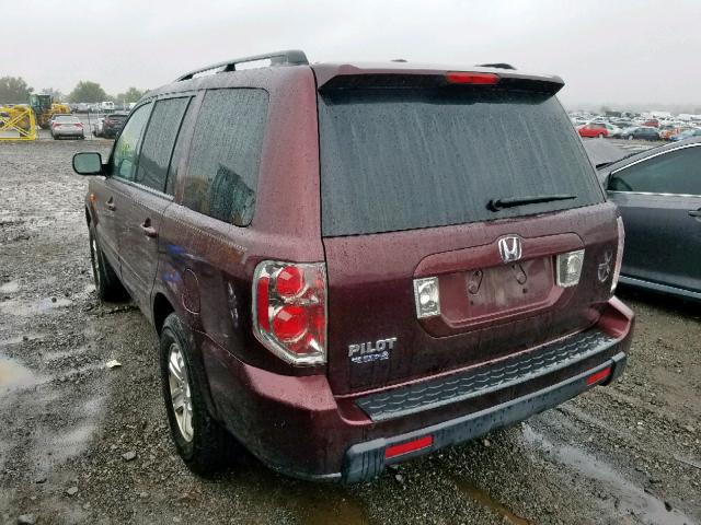 5FNYF28258B011396 - 2008 HONDA PILOT VP MAROON photo 3