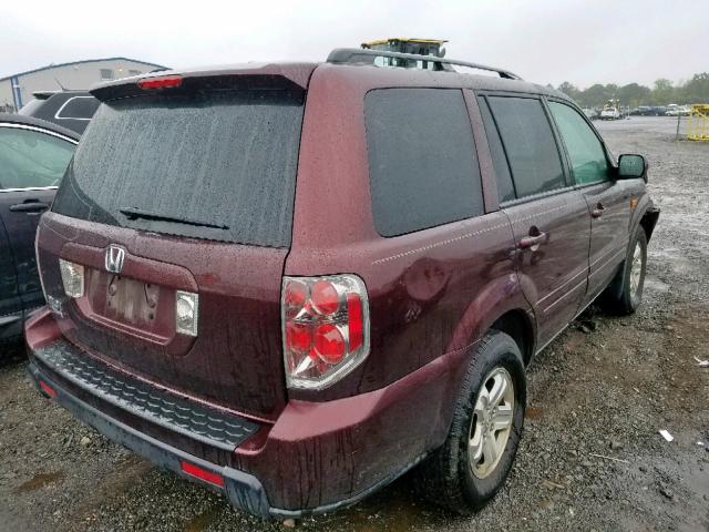 5FNYF28258B011396 - 2008 HONDA PILOT VP MAROON photo 4