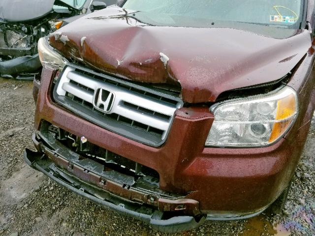 5FNYF28258B011396 - 2008 HONDA PILOT VP MAROON photo 9