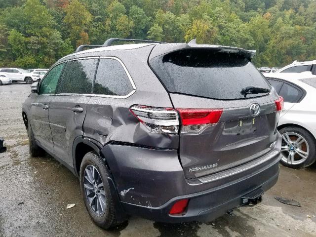 5TDJZRFH7KS592248 - 2019 TOYOTA HIGHLANDER GRAY photo 3