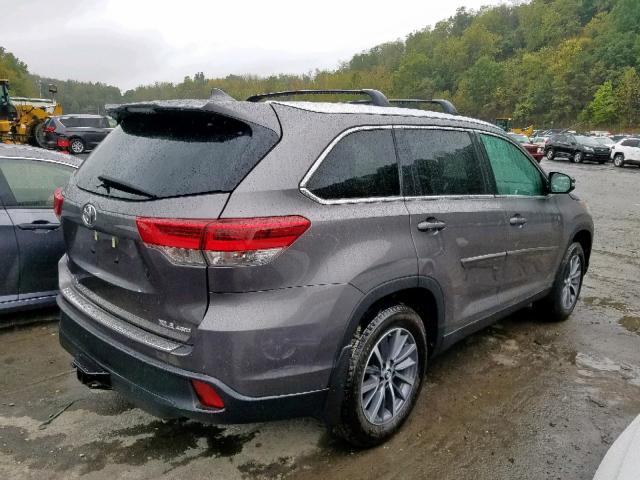 5TDJZRFH7KS592248 - 2019 TOYOTA HIGHLANDER GRAY photo 4