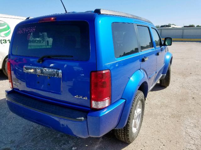 1D8GU58K28W151602 - 2008 DODGE NITRO SLT BLUE photo 4