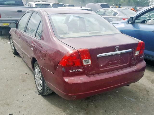 2HGES25743H605903 - 2003 HONDA CIVIC EX RED photo 3