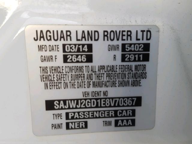 SAJWJ2GD1E8V70367 - 2014 JAGUAR XJL PORTFO WHITE photo 10