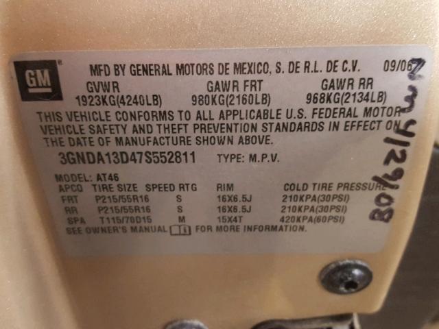 3GNDA13D47S552811 - 2007 CHEVROLET HHR LS Qəhvəyi foto 10