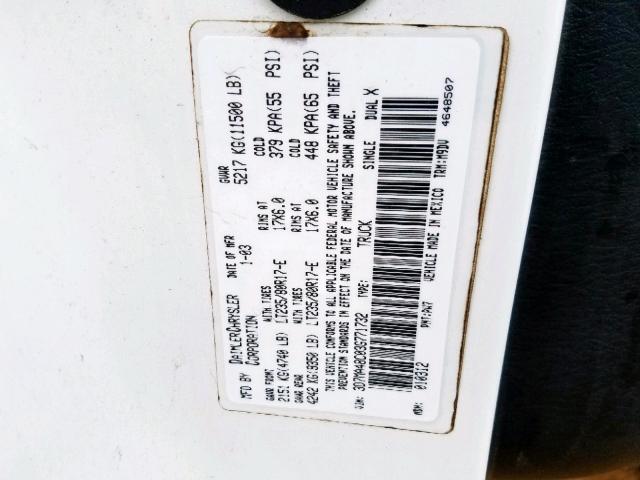 3D7MA48C03G771732 - 2003 DODGE RAM 3500 S WHITE photo 10