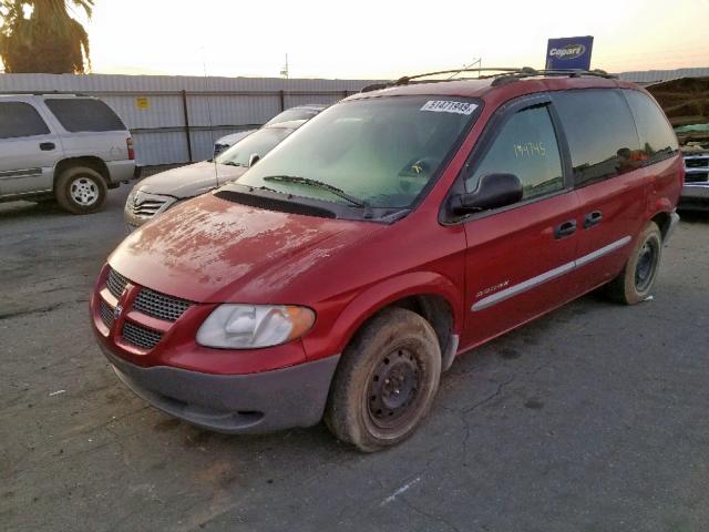 1B4GP25B71B154028 - 2001 DODGE CARAVAN SE RED photo 2