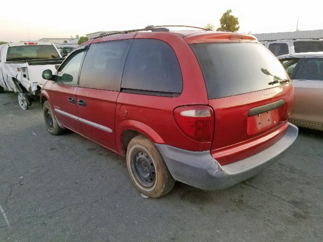 1B4GP25B71B154028 - 2001 DODGE CARAVAN SE RED photo 3