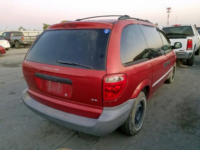 1B4GP25B71B154028 - 2001 DODGE CARAVAN SE RED photo 4