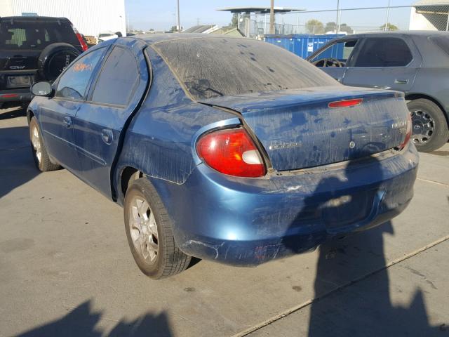 1B3ES56C42D621320 - 2002 DODGE NEON ES BLUE photo 3