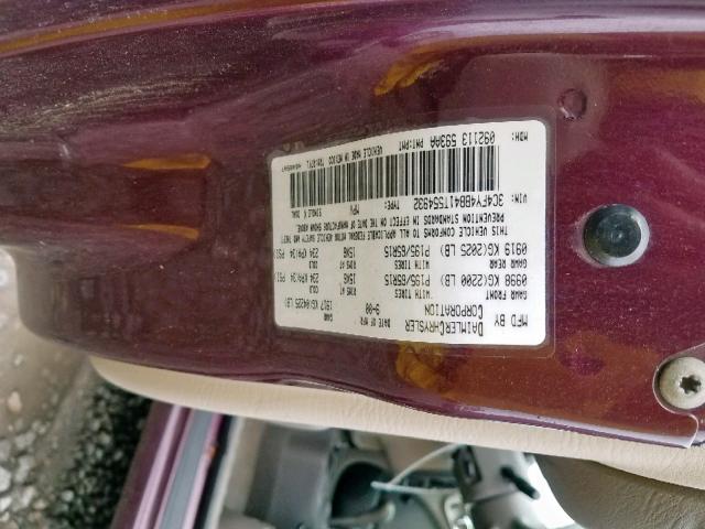 3C4FY4BB41T554932 - 2001 CHRYSLER PT CRUISER PURPLE photo 10