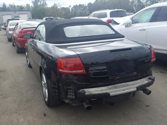 WAUAF48H67K025498 - 2007 AUDI A4 2.0T CA BLACK photo 3