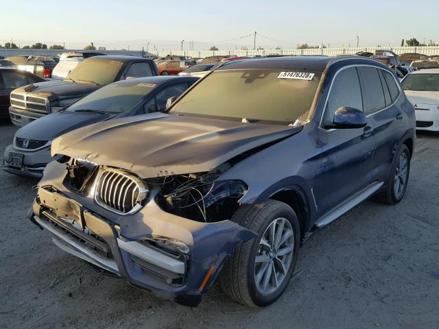 5UXTR7C50KLF25243 - 2019 BMW X3 SDRIVE3 BLUE photo 2