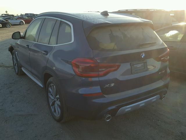 5UXTR7C50KLF25243 - 2019 BMW X3 SDRIVE3 BLUE photo 3