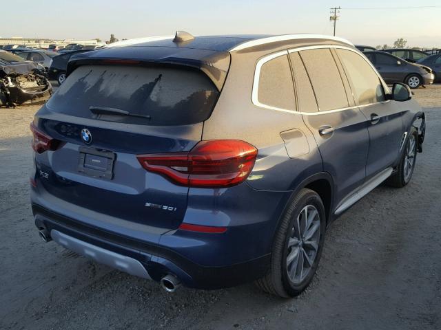 5UXTR7C50KLF25243 - 2019 BMW X3 SDRIVE3 BLUE photo 4