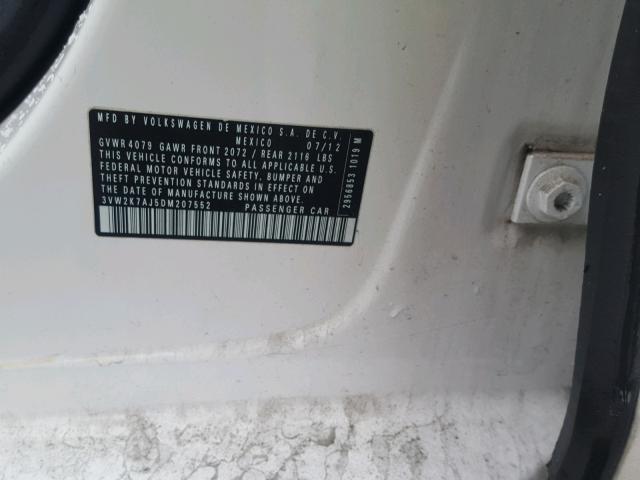 3VW2K7AJ5DM207552 - 2013 VOLKSWAGEN JETTA BASE WHITE photo 10