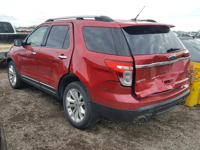 1FMHK8F89BGA70868 - 2011 FORD EXPLORER L RED photo 3