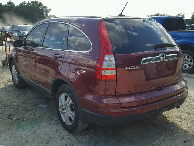 5J6RE3H72BL011332 - 2011 HONDA CR-V EXL BURGUNDY photo 3