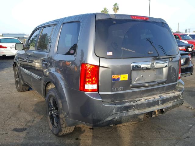 5FNYF3H23CB019463 - 2012 HONDA PILOT LX GRAY photo 3