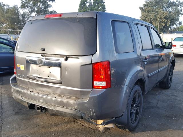 5FNYF3H23CB019463 - 2012 HONDA PILOT LX GRAY photo 4