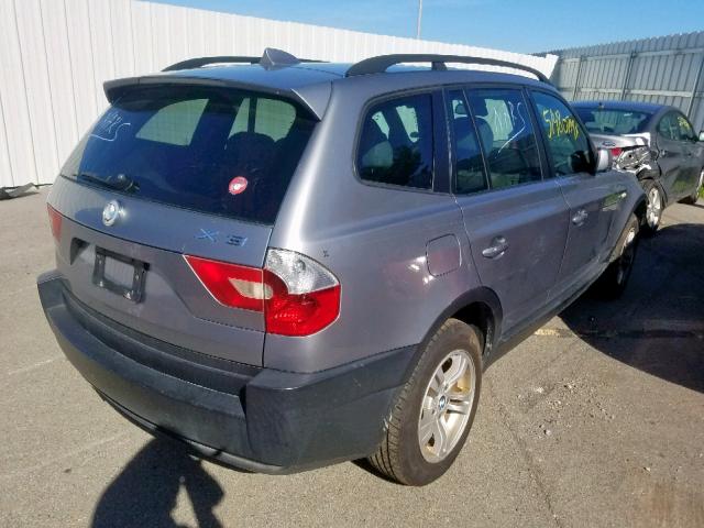 WBXPA93415WD07265 - 2005 BMW X3 3.0I GRAY photo 4