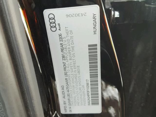 WAUHJHFF0F1028617 - 2015 AUDI A3 PRESTIG BLACK photo 10