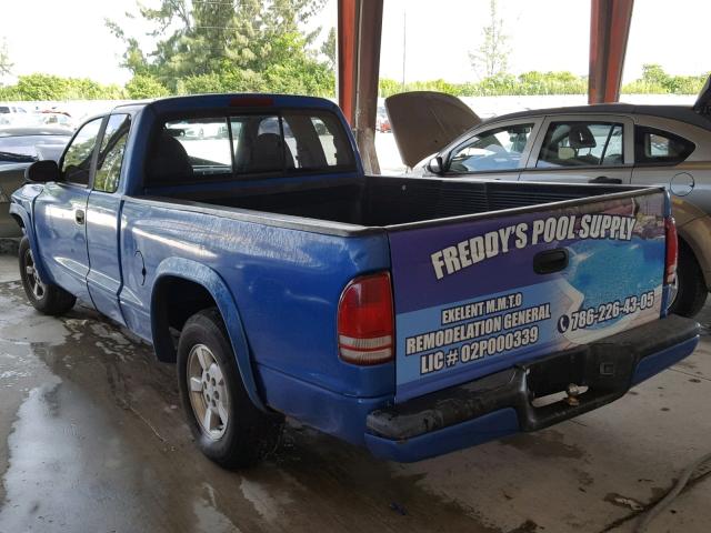 1B7GL22Y3XS113735 - 1999 DODGE DAKOTA BLUE photo 3