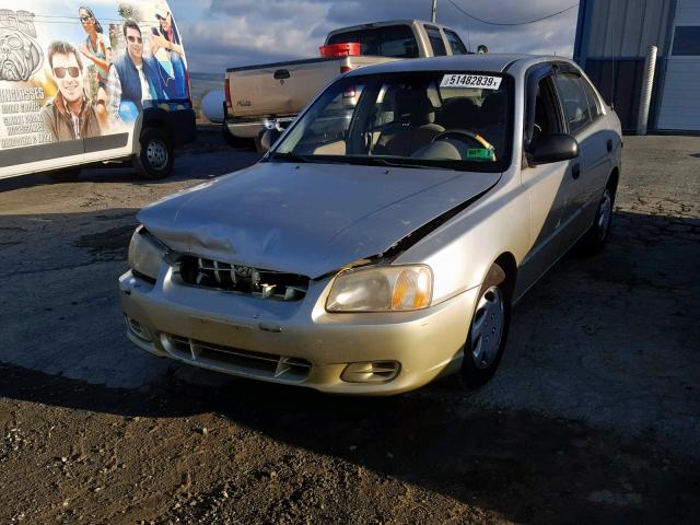 KMHCG45C82U398486 - 2002 HYUNDAI ACCENT GL GOLD photo 2