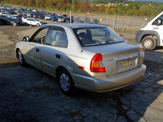 KMHCG45C82U398486 - 2002 HYUNDAI ACCENT GL GOLD photo 3