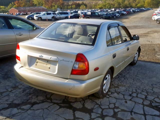 KMHCG45C82U398486 - 2002 HYUNDAI ACCENT GL GOLD photo 4