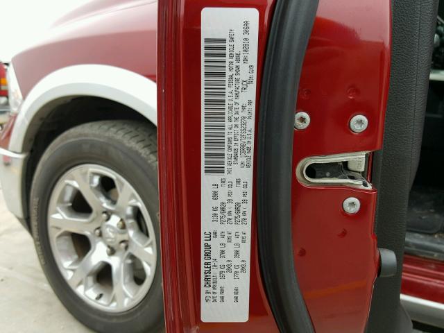 1C6RR6VT2FS523270 - 2015 RAM 1500 LARAM MAROON photo 10