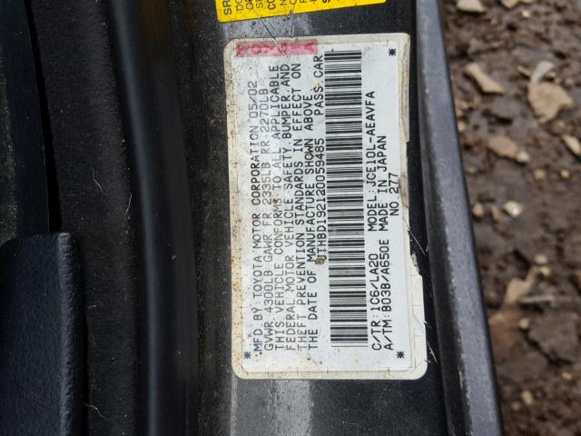 JTHBD192120059485 - 2002 LEXUS IS 300 GRAY photo 10