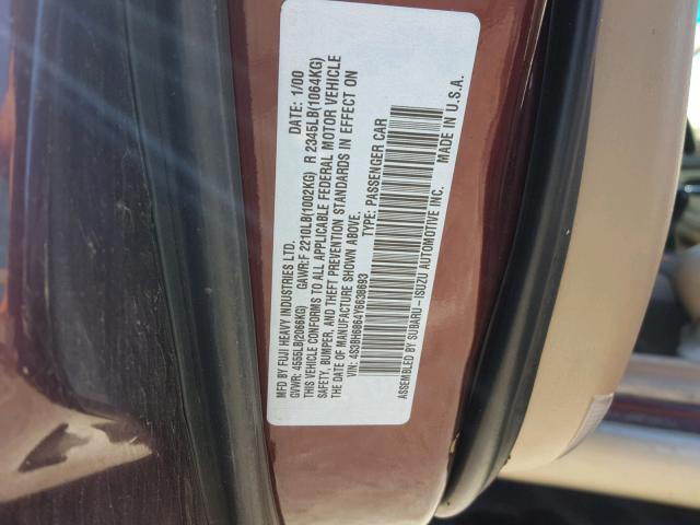 4S3BH6864Y6638693 - 2000 SUBARU LEGACY OUT MAROON photo 10