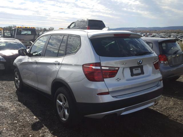 5UXWX5C52BL700936 - 2011 BMW X3 XDRIVE2 SILVER photo 3